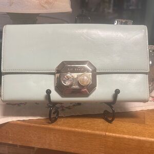Ted Baker Mint Green Clutch with Silver Accents- 1 callout see photos
